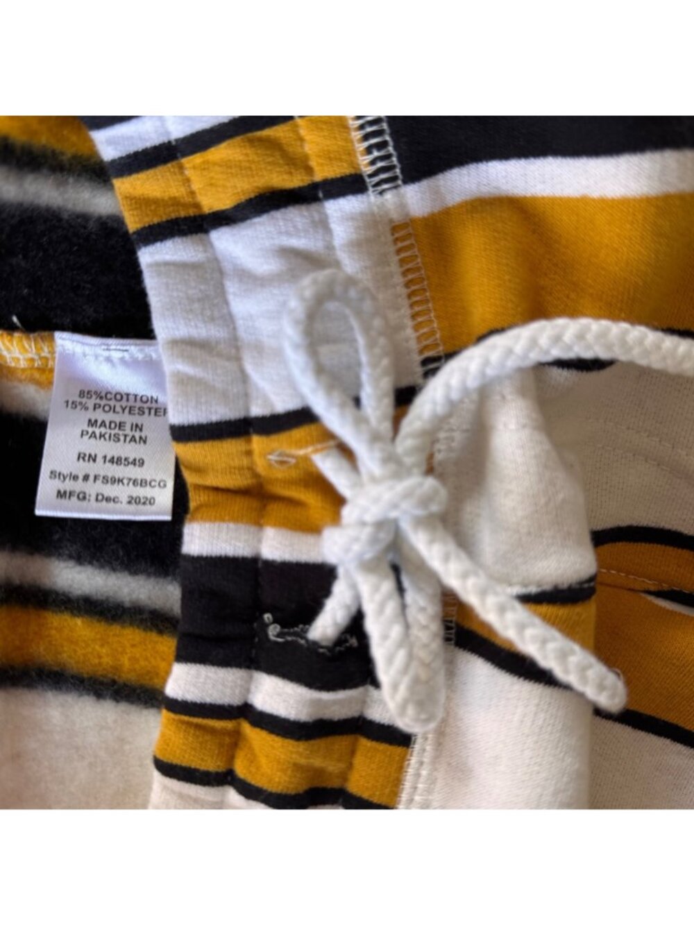 Free Planet Mens Striped Lounge Shorts Black & Gold Knit Large Cotton Blend New - Picture 13 of 15